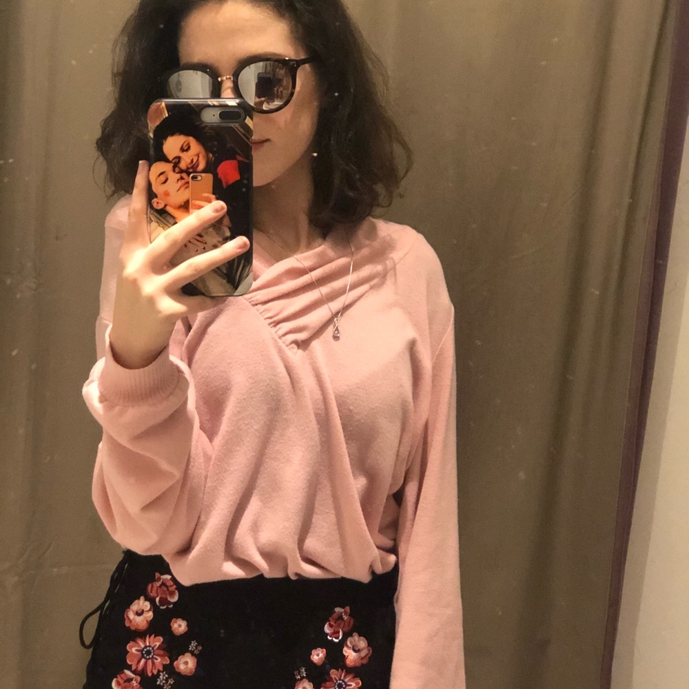 Vintage Champagne Pink Oversized Sweater